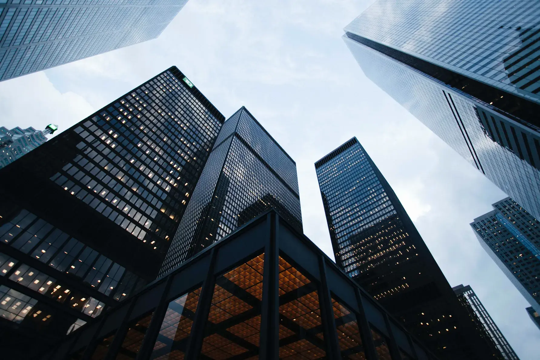 Large skyscrapers photographed from below